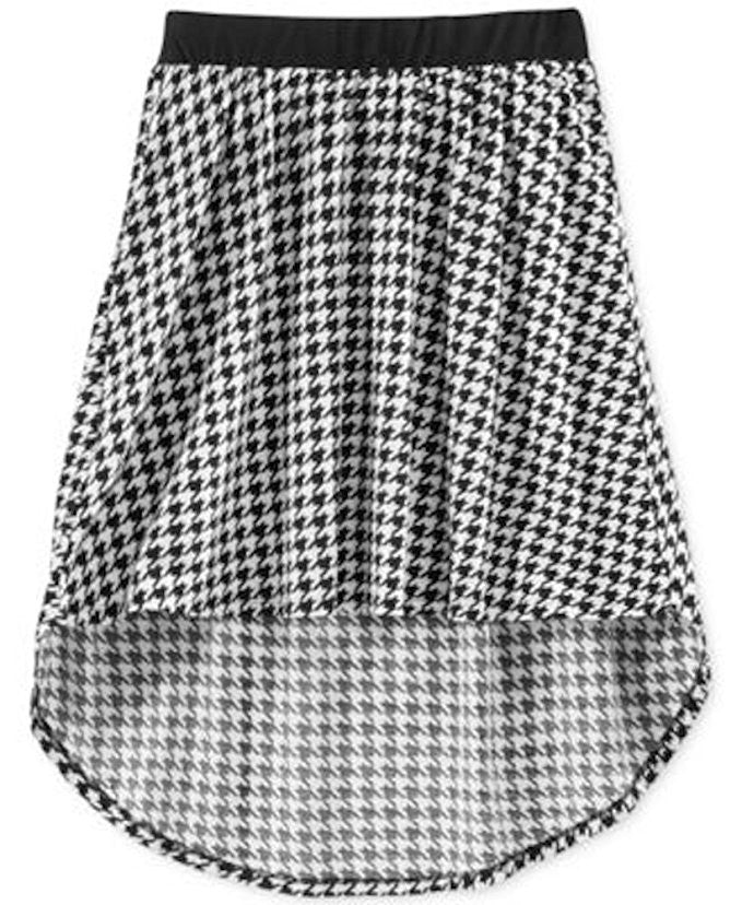 Miss Understood Girls Printed High-Low Skirt Houndstooth Large