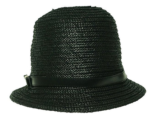 Nine West Women's Bow Pleather Band Straw Cloche