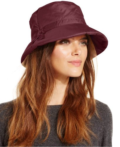 Nine West Women's Quilted Bucket Rain Hat, Dark Red, One Size