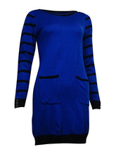 NY Collection Women's Striped Pocket Bateau Sweater Dress Size Large