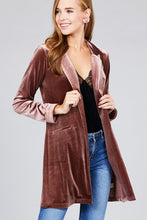 Solid Velvet Long Jacket