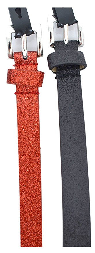 Style & Co. Womens 2 for 1 Glitter Belts Red/Black X-Large