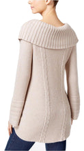 Style Co Petite Foldover Off-The-Shoulder Cable-Knit Sweater Oatmeal Heather