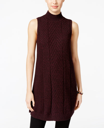 Style & Co. Petite Mock-Neck Tunic Sweater Dried Plum PM