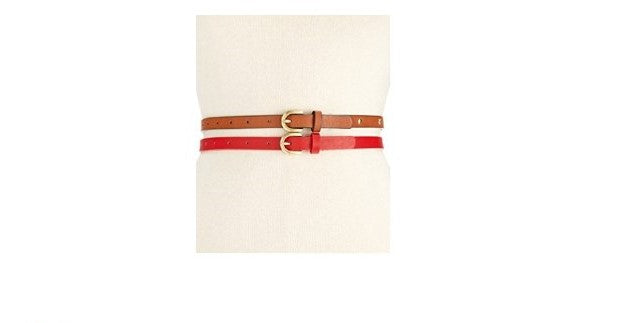 Style & Co. Studded Americana 2 for 1 Skinny Belts M