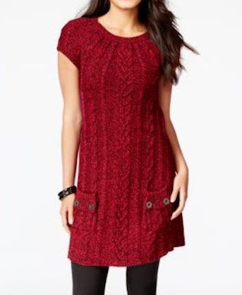 Style & Co Short Sleeve Cable Knit Tunic Sweater Dress Size XLarge
