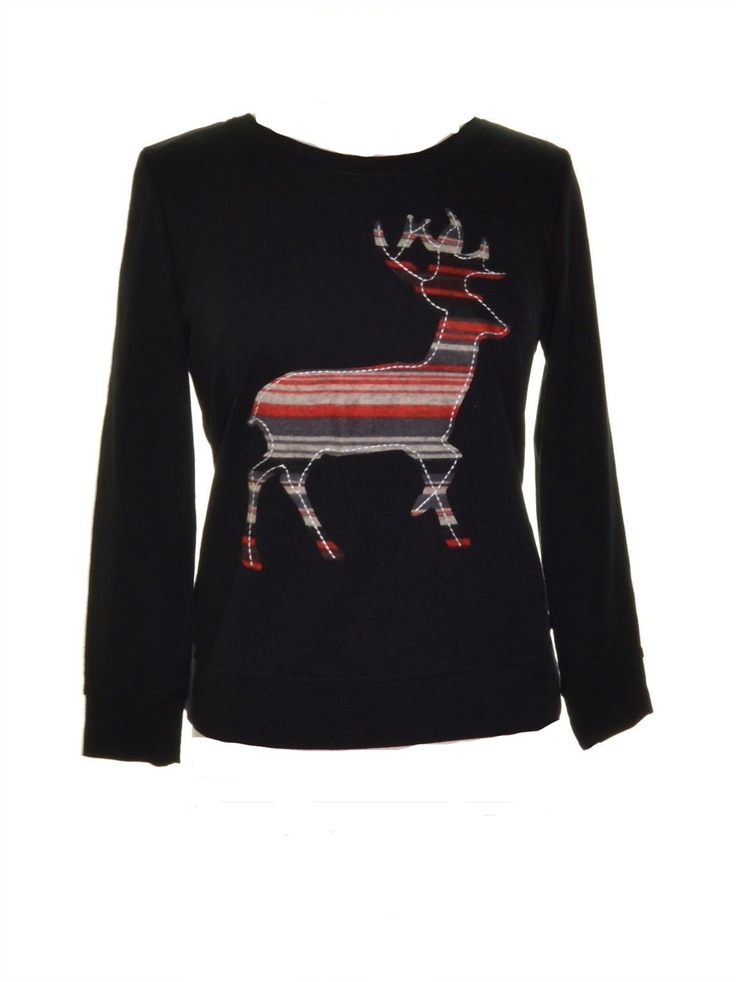 Style & Co Petite Reindeer Graphic Knit Top PM