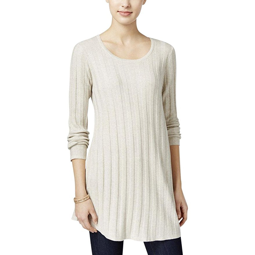 Style & Co Petite Ribbed Sweater Tunic Warm Ivory PS