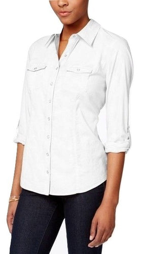 Style & Co Petite Utility Shirt Bright White PM