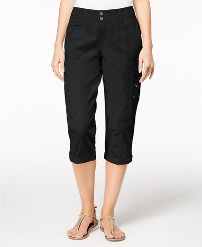 Style & Co Mid Rise Cargo Capri Pants Black 4