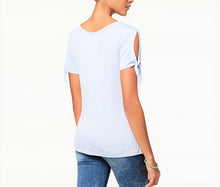 Self Esteem Juniors' Tie-Sleeve Graphic T-Shirt, Chambray S