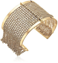 Steve Madden Gold Cutout Open Cuff with Chain Bangle Bracelet