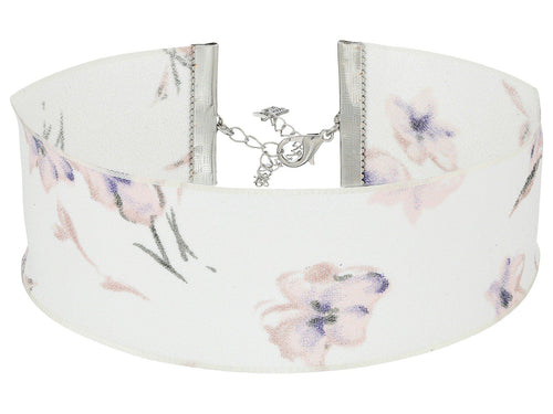 Steve Madden Women's Material with Floral Pattern Choker Necklace