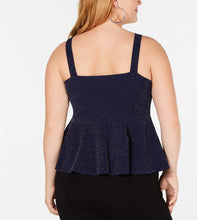 Soprano Trendy Plus Size V-Neck Metallic Peplum Tank Top 2X