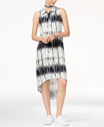 Teeze Me Juniors Sleeveless Collared High Low Tie Dye Shirt Dress 5/6