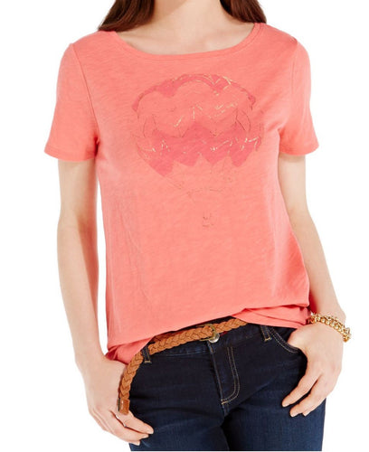 Tommy Hilfiger Balloon-Print Graphic Tee Tea Rose Size XL