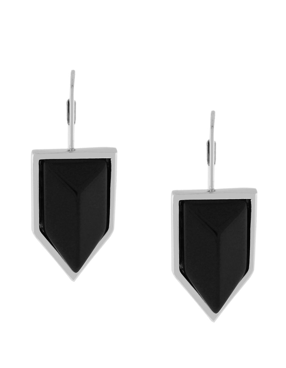 Vince Camuto Black Semiprecious Onyx Chevron Stone Earrings