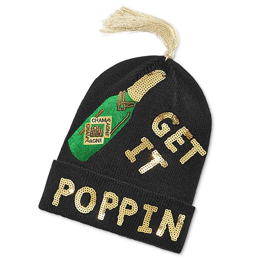 Celebrate Shop 'Get it Poppin' Sequined Holiday Beanie, Black